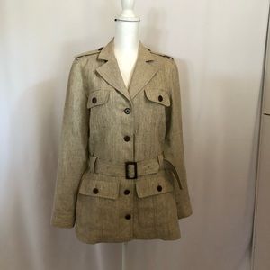 100% Beige Linen Safari Pantsuit